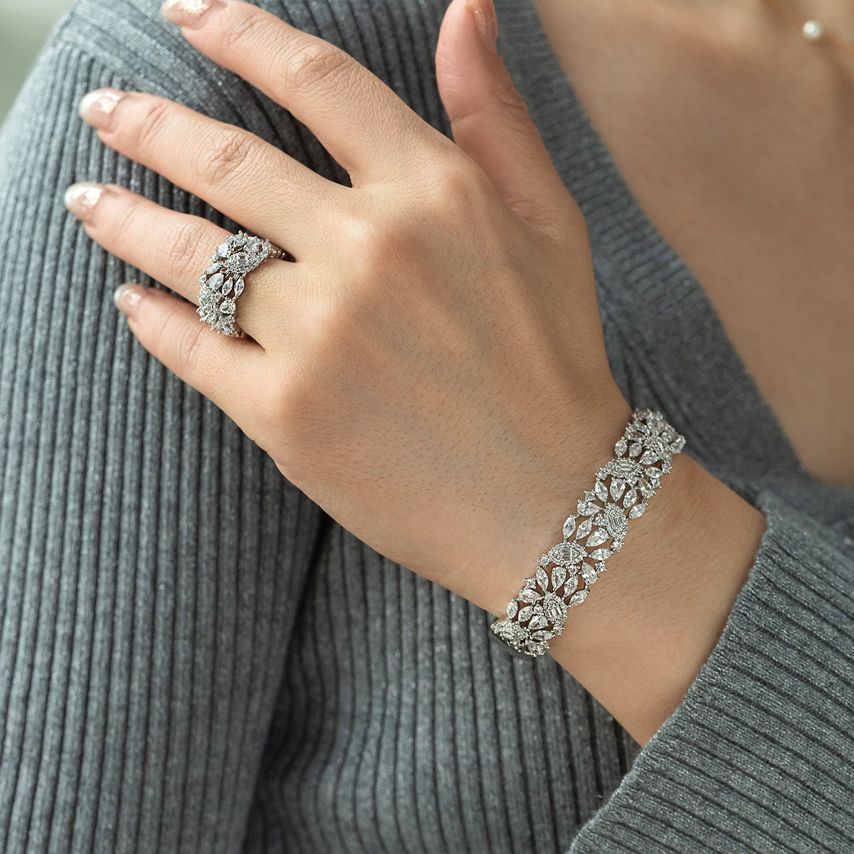 Baguette Marquise Bangle Set