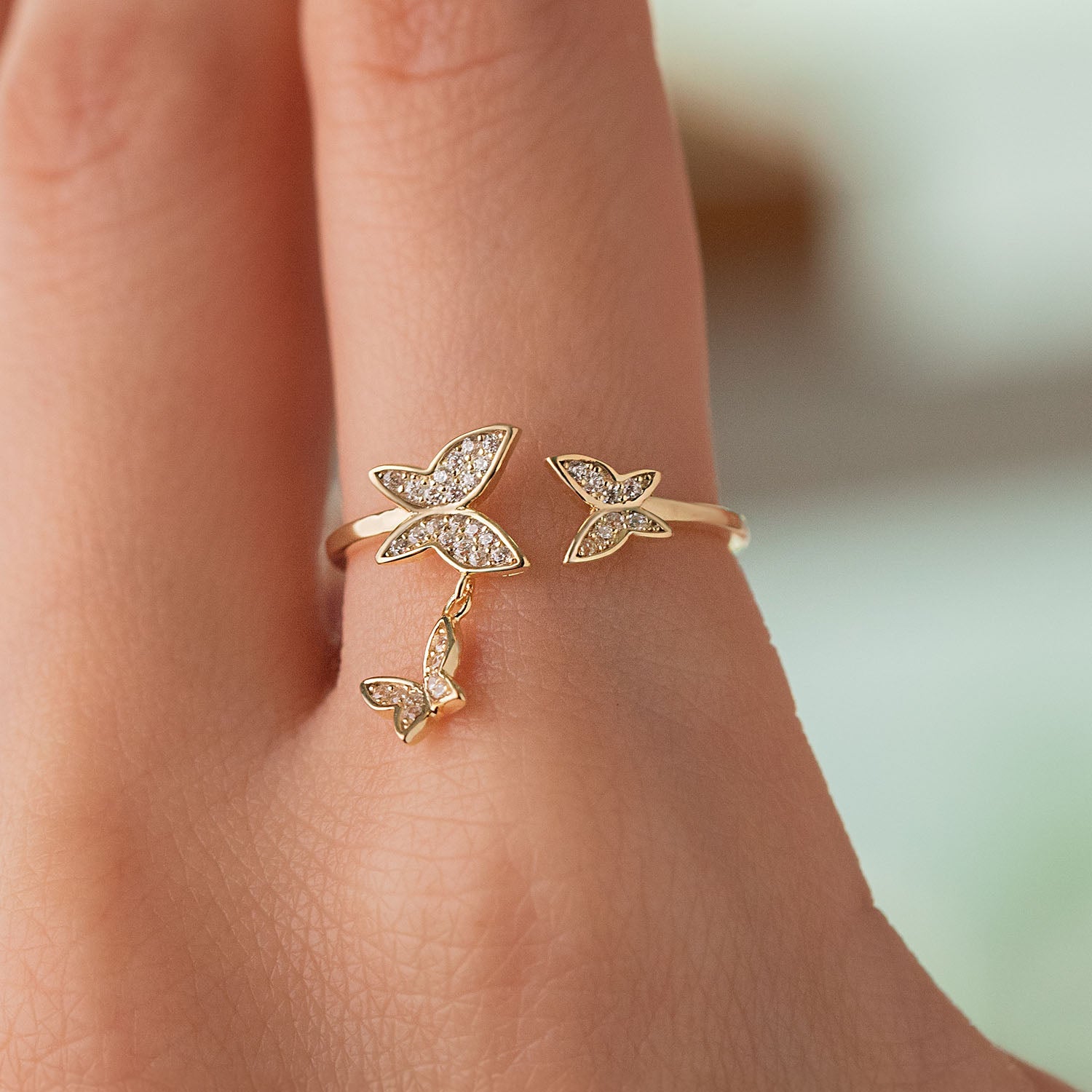 Butterfly Dangle Ring – Denovo Jewels