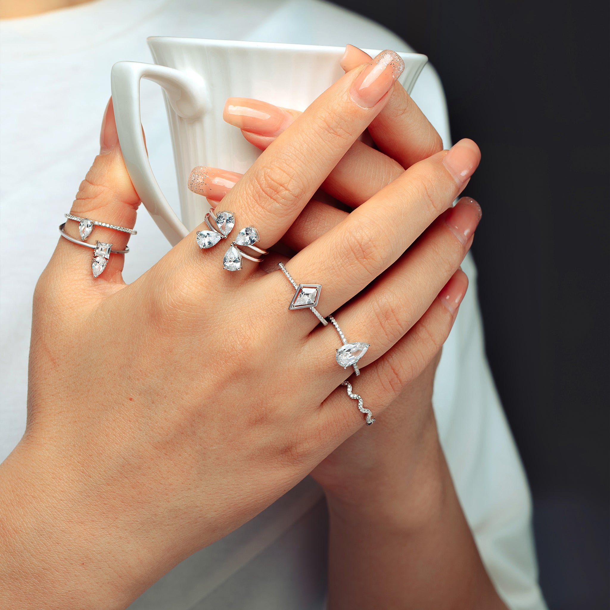 Luxury shop silver rings