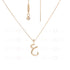 Gold necklace with a letter 'E' pendant on a white background