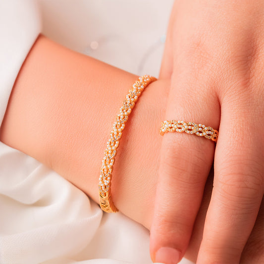 Pearl Infinity Bangle Set