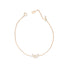 A gold-plated sterling silver bracelet featuring a butterfly charm with zircon stones and a mother pearl stone.