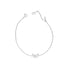 sterling silver bracelet featuring a butterfly charm with zircon stones and a mother pearl stone.