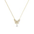 A sterling silver 925 necklace with 18K gold plating, featuring a butterfly-shaped pendant with zircon stones.