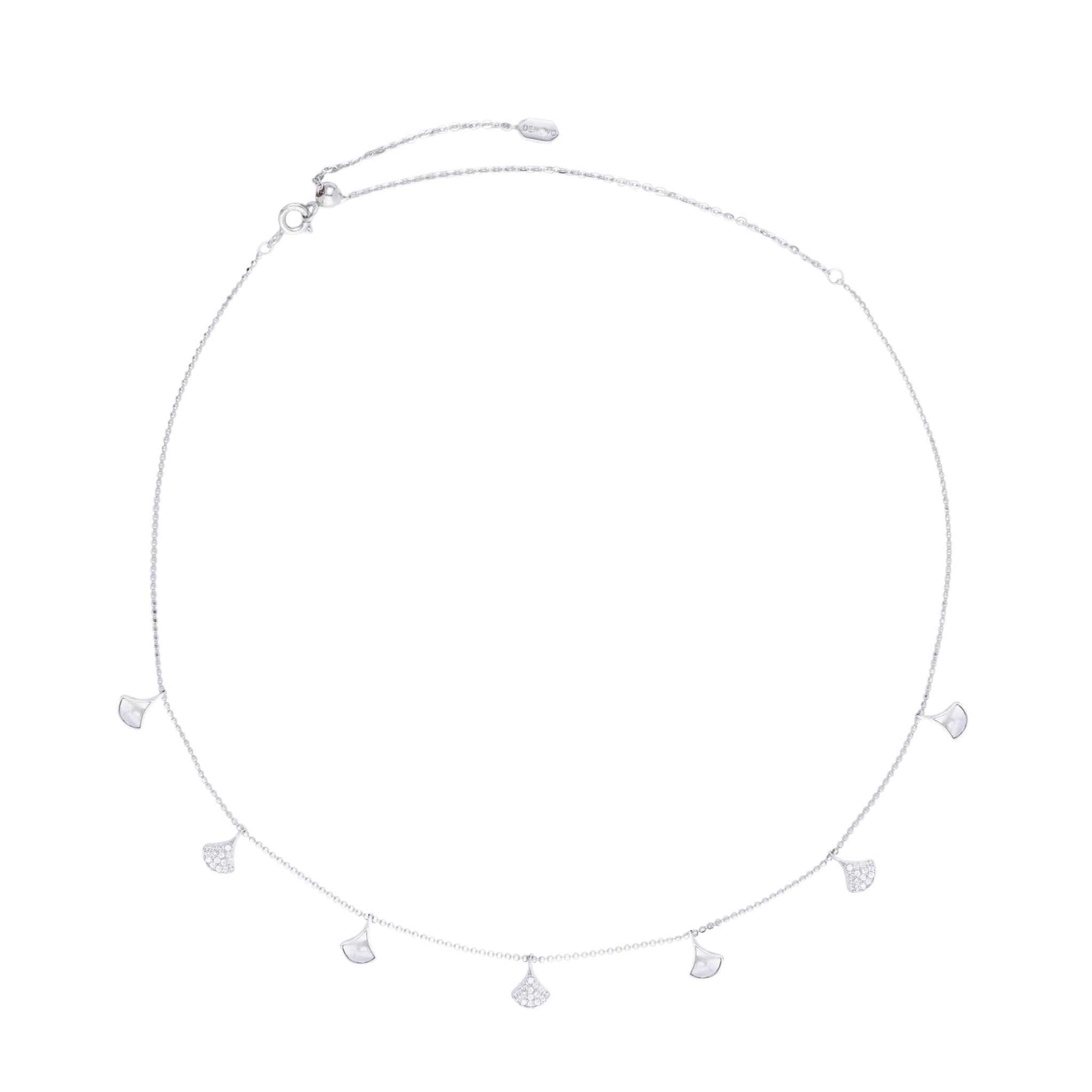 A sterling silver choker necklace with 18K gold plating and zircon stones.
