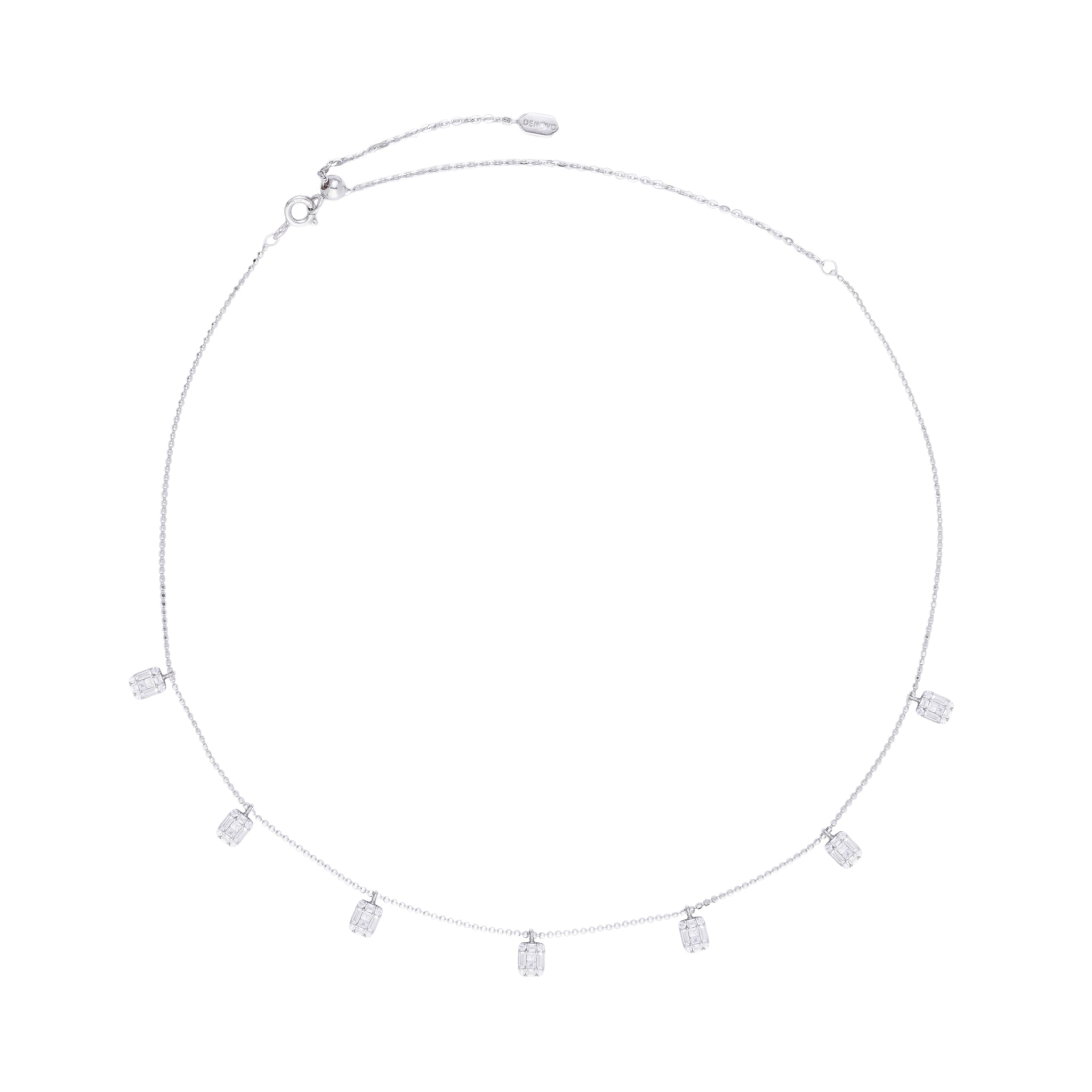 A sterling silver choker necklace with zircon stones.