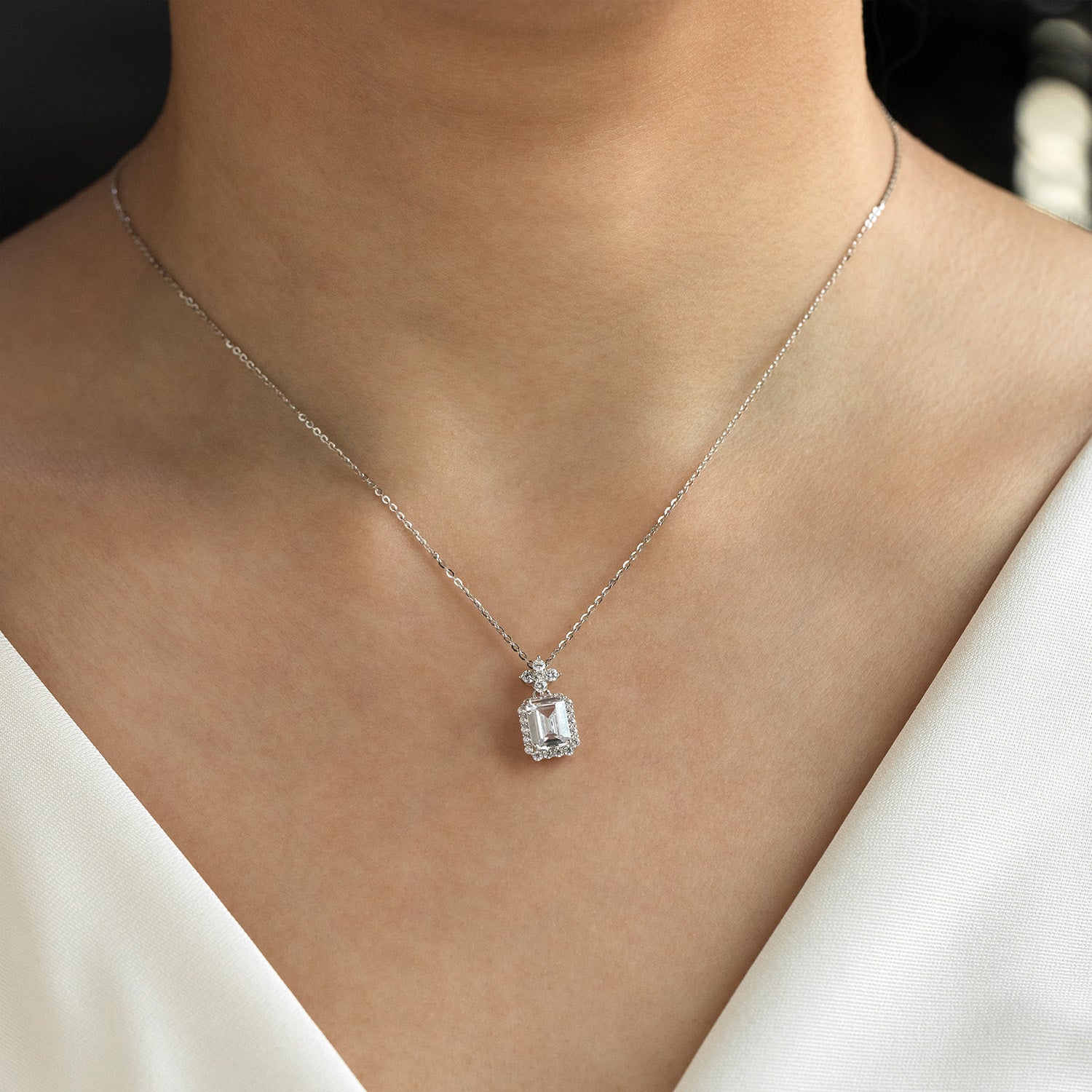 Emerald-Cut Crystal Necklace