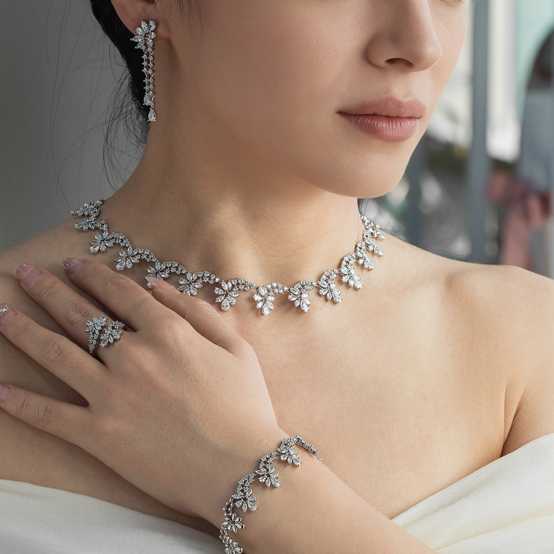 Crystal Bloom Necklace Set