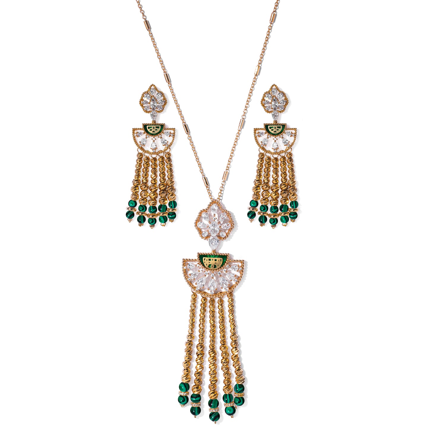 Beaded Opulence Long Chain Set