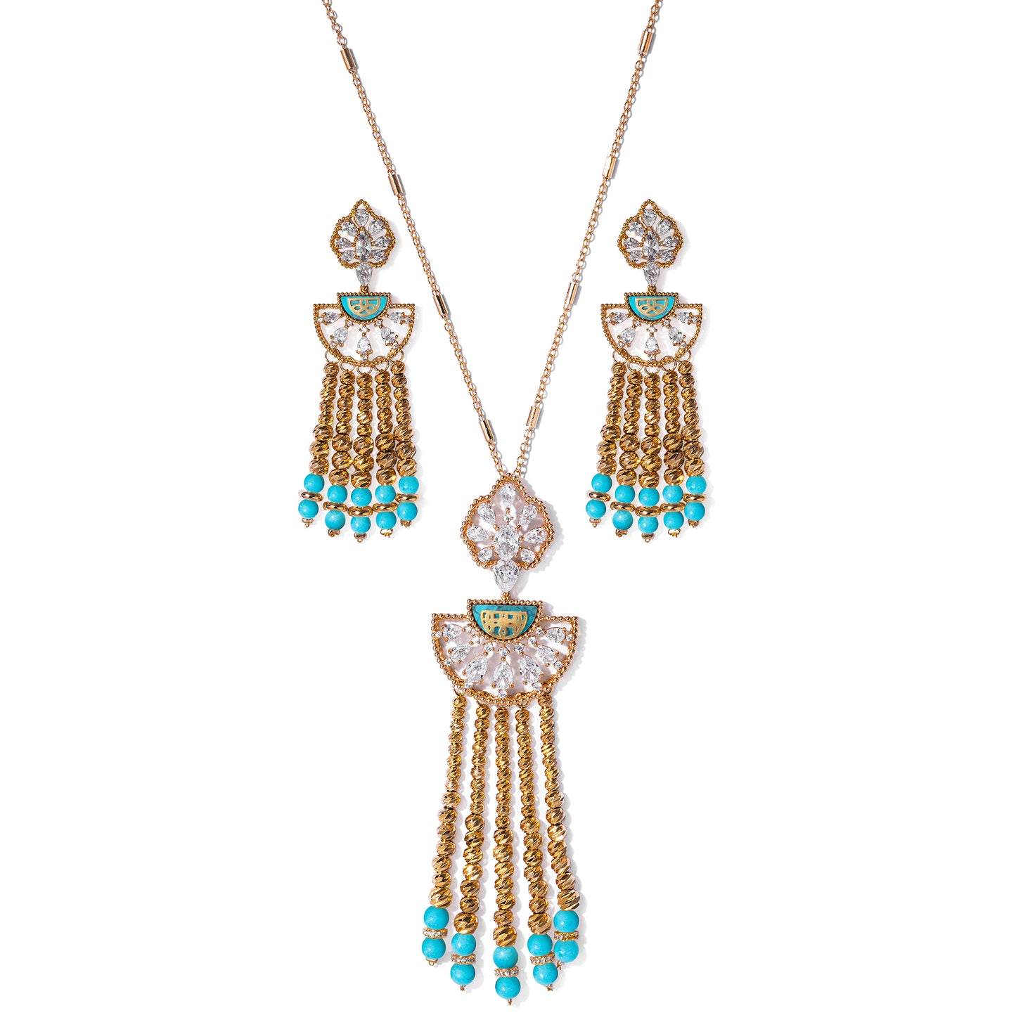 Beaded Opulence Long Chain Set